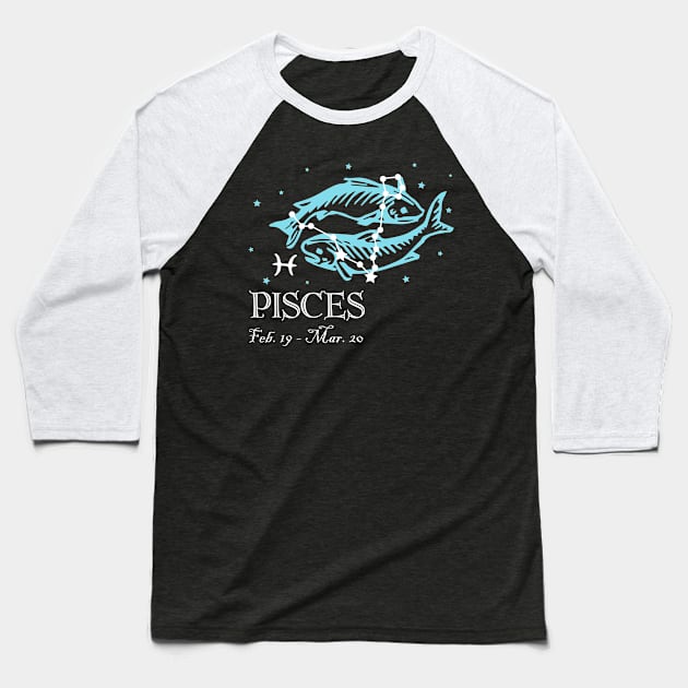 Pisces the Fish Constellation Baseball T-Shirt by jverdi28